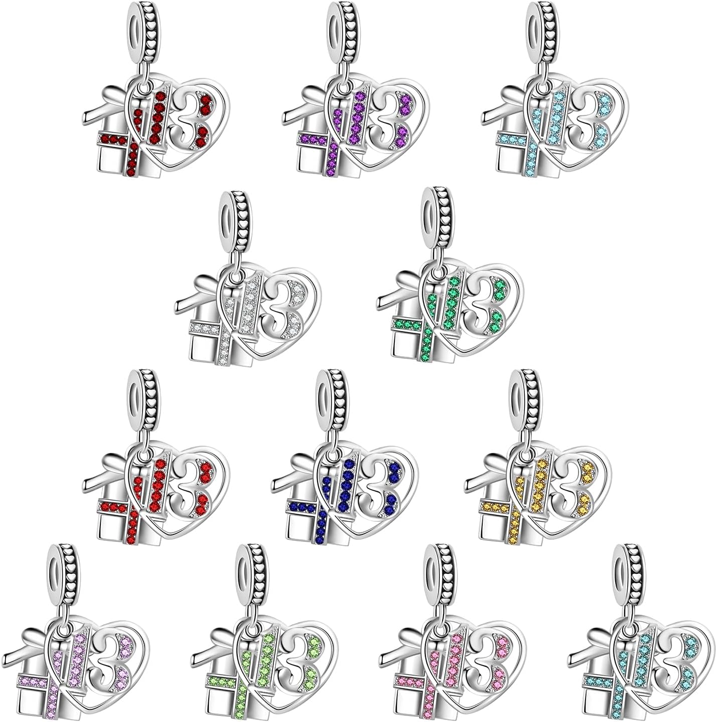 Sparkling Birthstone Gift for 13 Birthday Charm Compatible with Pandora Charms Bracelets Gift Box Pendant for Women - Image 2