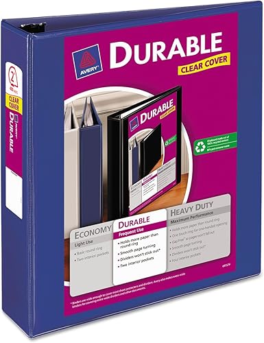 Avery 17034 - Carpeta con anillo Ez-Turn con cuatro bolsillos, tapa de 2 pulgadas, azul marino