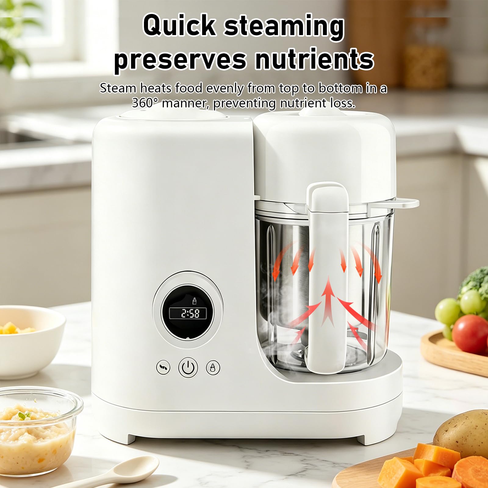 Küchenmaschine für Babys, 300 ml, 300 W, Mixer für Babys, Dampfgaren (B)