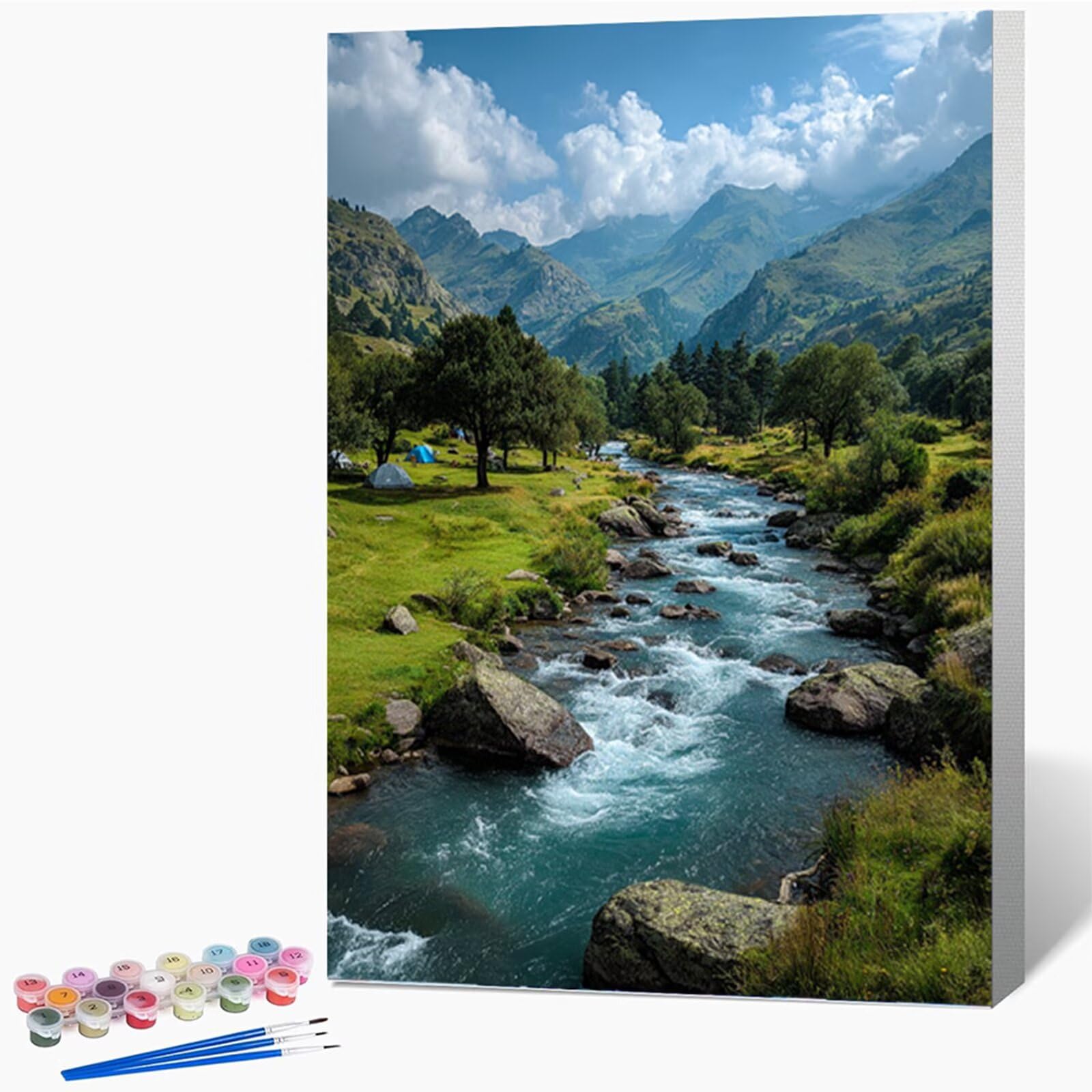 Paysage Peinture Numero Adulte, Arbre Peinture par Numero avec Cadre, DIY Activité Manuelle Adulte, Paint by Numbers Kits avec Pinceaux et Pigment Acryliques, Decoration Chambre, 100x135cm 4-4937