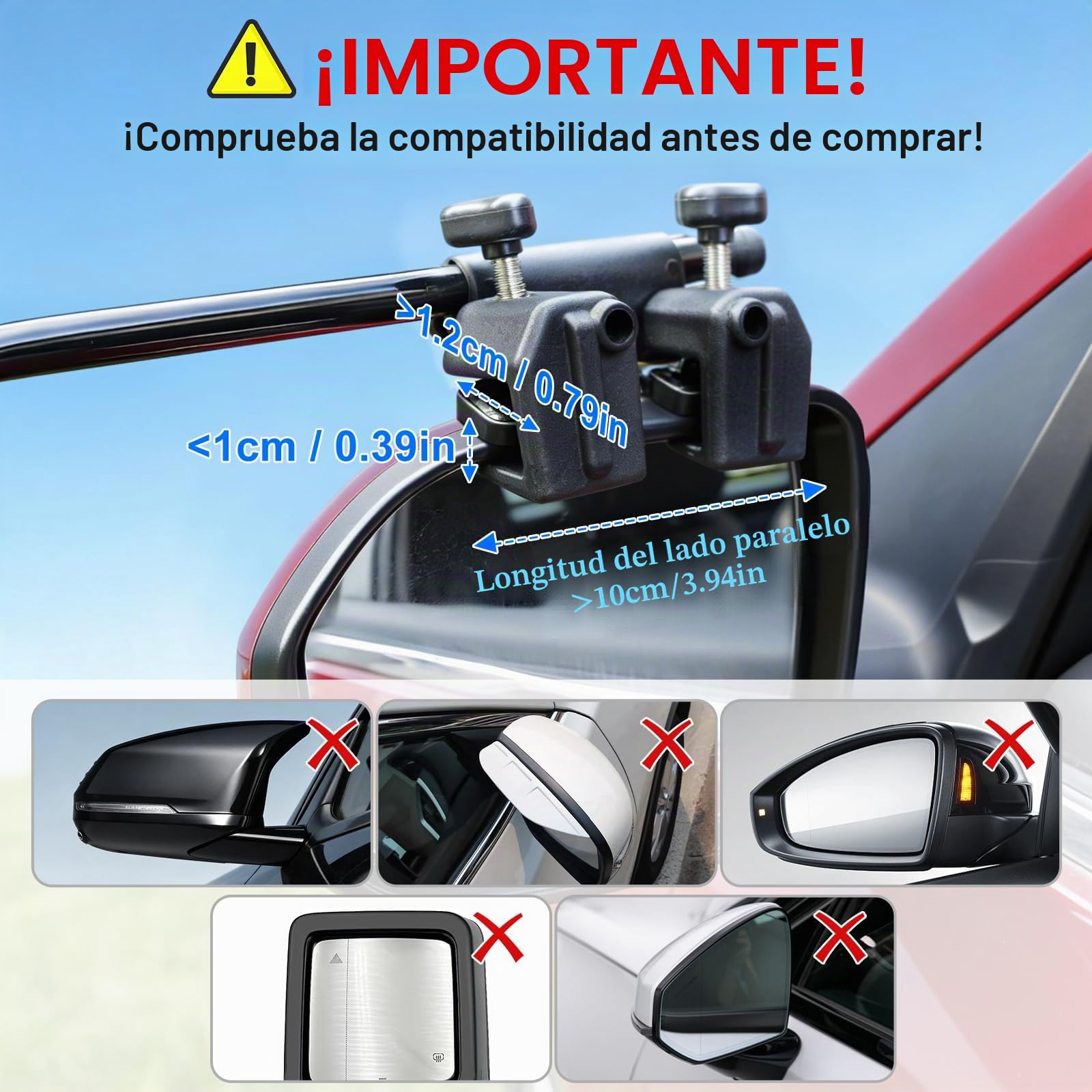 SUPAREE Espejos Caravana Coche Retrovisores Caravana Coche Espejo Retrovisor caravana coche para Remolque Furgoneta Camion Tractor Universal 2 Unidades