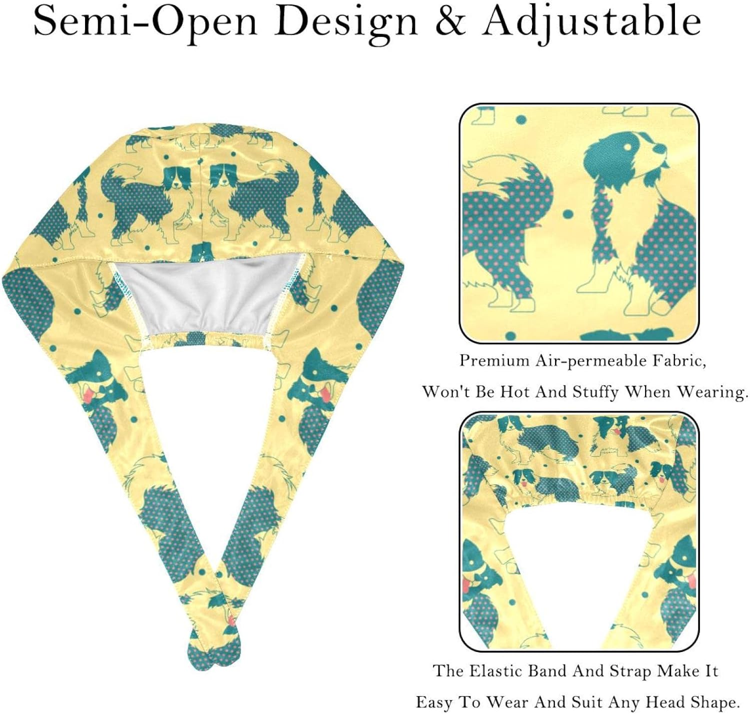 Miniatura 3 de Working Cap with Button for Women Medical, Surgical Hats Scrub Caps, 2 Pack Adjustable Elastic Tie Back Hat Maple Leaf