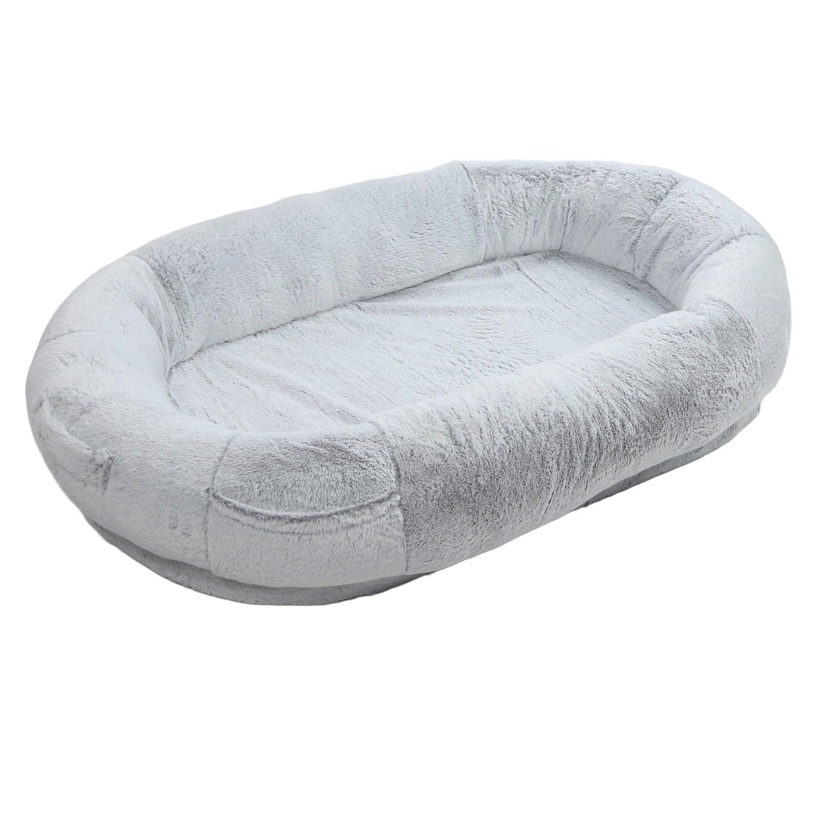 Cuccia per Cani Umani, Spaziosa Cuccia Ergonomica Extra Large per Cani in Memory Foam, Divano Ortopedico per con Fodera Lavabile Rimovibile, Tasca Portaoggetti e Fondo Antiscivolo per