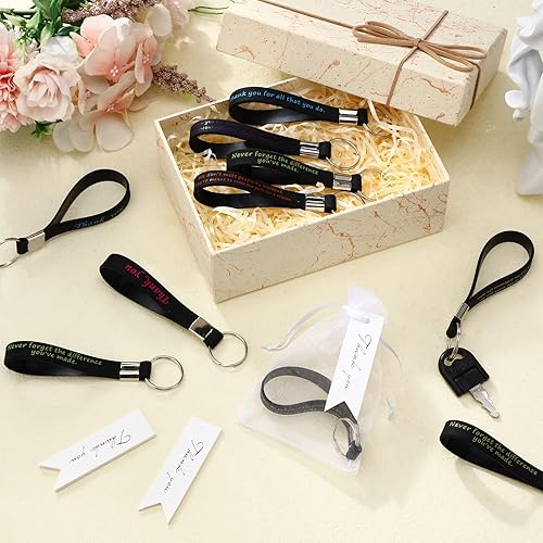 Miniatura 6 de 72 piezas de regalos de agradecimiento para empleados, incluyen 24 llaveros de silicona, 24 bolsas de organza, 24 tarjetas de agradecimiento,