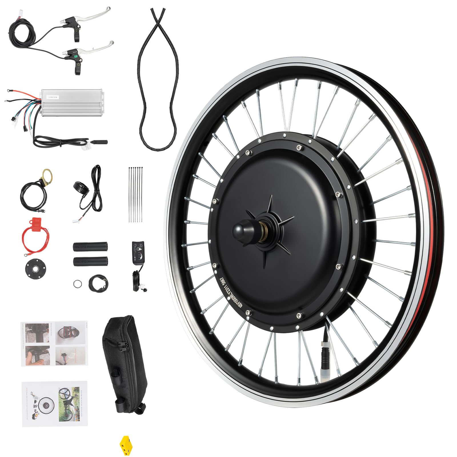 20 Zoll Ebike Umbausatz,48V 1000W Vorderrad Umbausatz Kit für Brushless Nabenmotor,Elektrofahrrad Umbausatz Ebike Conversion Kit mit LED Display,Integrierte Controller (48V 1000W Vorderrad)