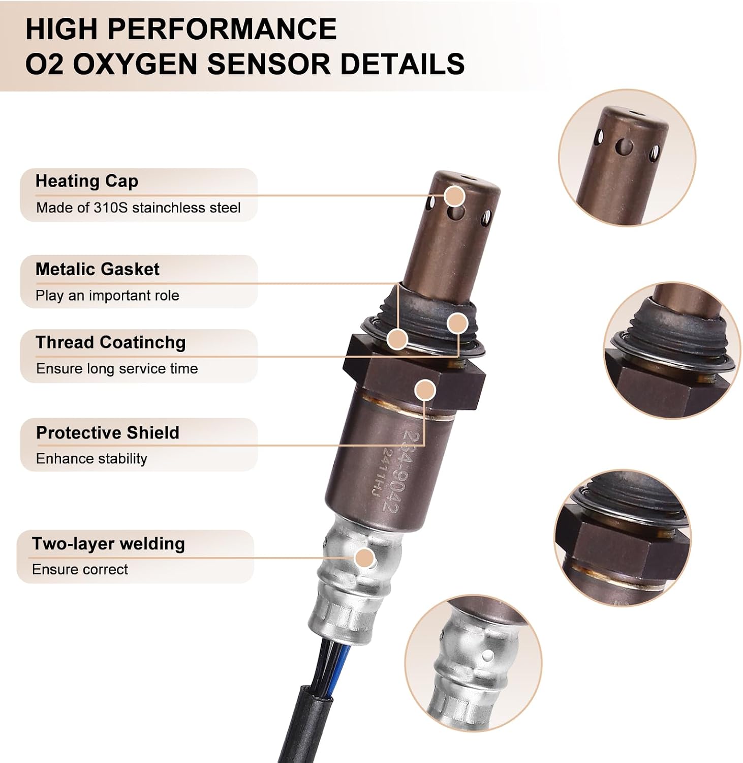 Oxygen O2 Sensor Upstream and Downstream Fits for Toyota Sienna Limited CE LE XLE 3.3L V6 2004 2005 2006, Replace 234-9042, 234-9012, 234-4168, 234-4516