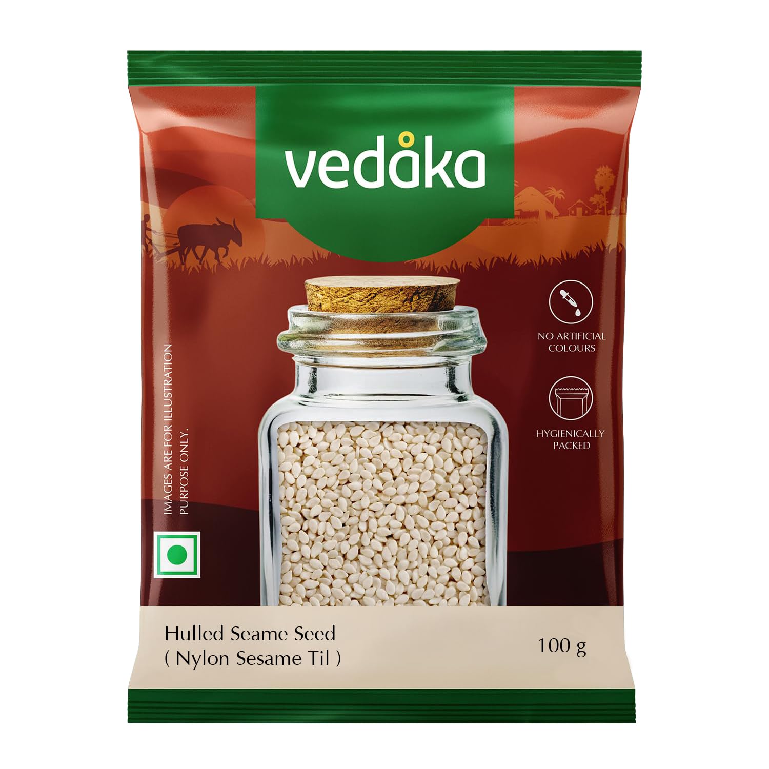 Amazon Brand - Vedaka Hulled Seame Seed | 100 G | Nylon Sesame | Til