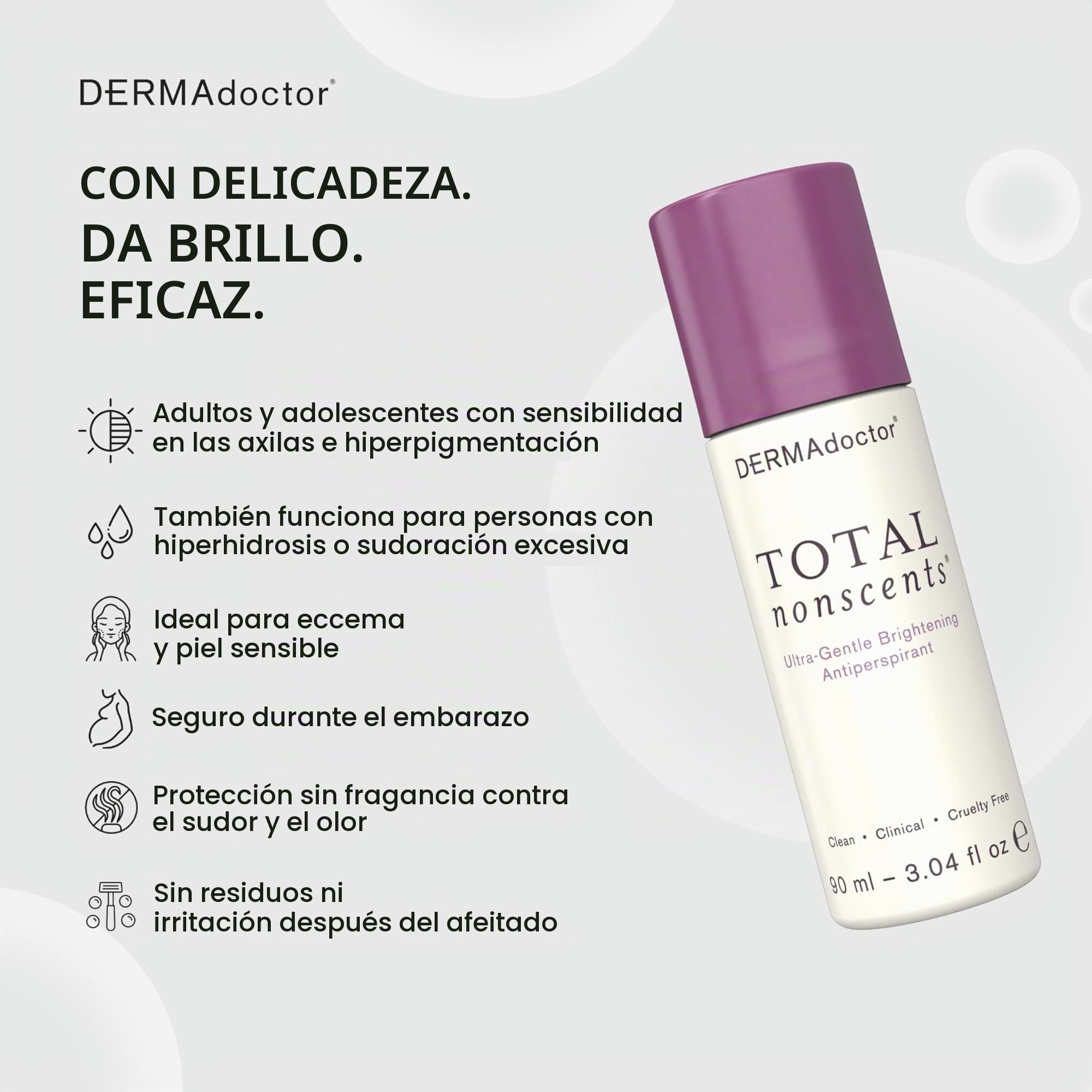 DERMAdoctor Total Nonscents Ultra Gentle Brightening Antitranspirante, 90 ml | 90 Ml
