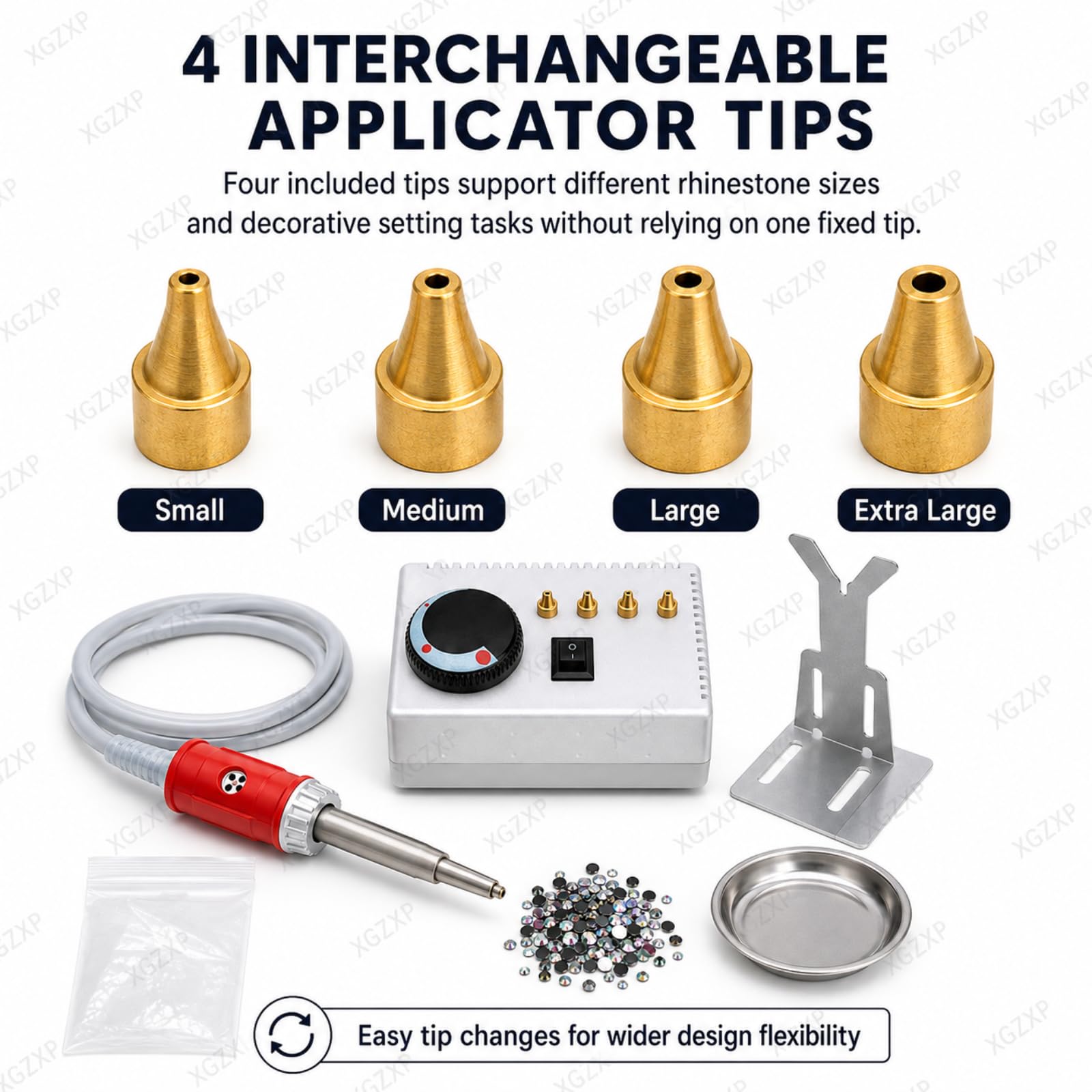 Applicatore Termoadesivo Autoadesivo Sottovuoto, Macchina per Incastonatura di Cristalli Regolabile con 4 Punte Intercambiabili, Diametro 1-8 Mm, per Abbigliamento, Scarpe, Borse E Lavori