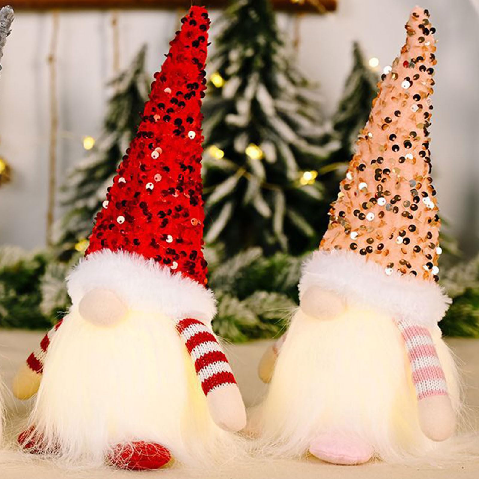3 PCS Natale Gnomo Bambola con LED Gnomi di Natale Illuminata di Peluche Bambole Senza Volto Mensola da Tavolo di Puntelli per Foto Ornamento,Babbo Decorazioni Natalizia per La Casa Regali di Natale