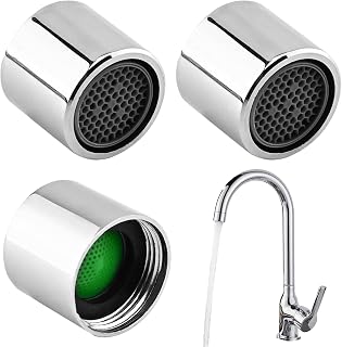 Aireador de grifo, 3 piezas de rosca de 18 mm, aireador de fregadero de repuesto con junta, accesorio de grifo de metal para cocina, baño, hogar, cocina, baño, fregadero