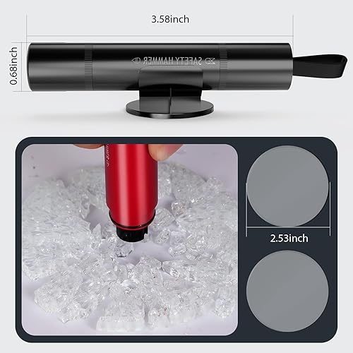 Miniatura 3 de Paquete de 2 rompeventanas para automóvil, martillo seguro para automóvil, herramienta de escape de un segundo, cortador de cinturón de seguridad,
