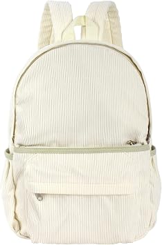 Women Large Solid Color Corduroy Backpack Casual Daypack Shoulders Bag