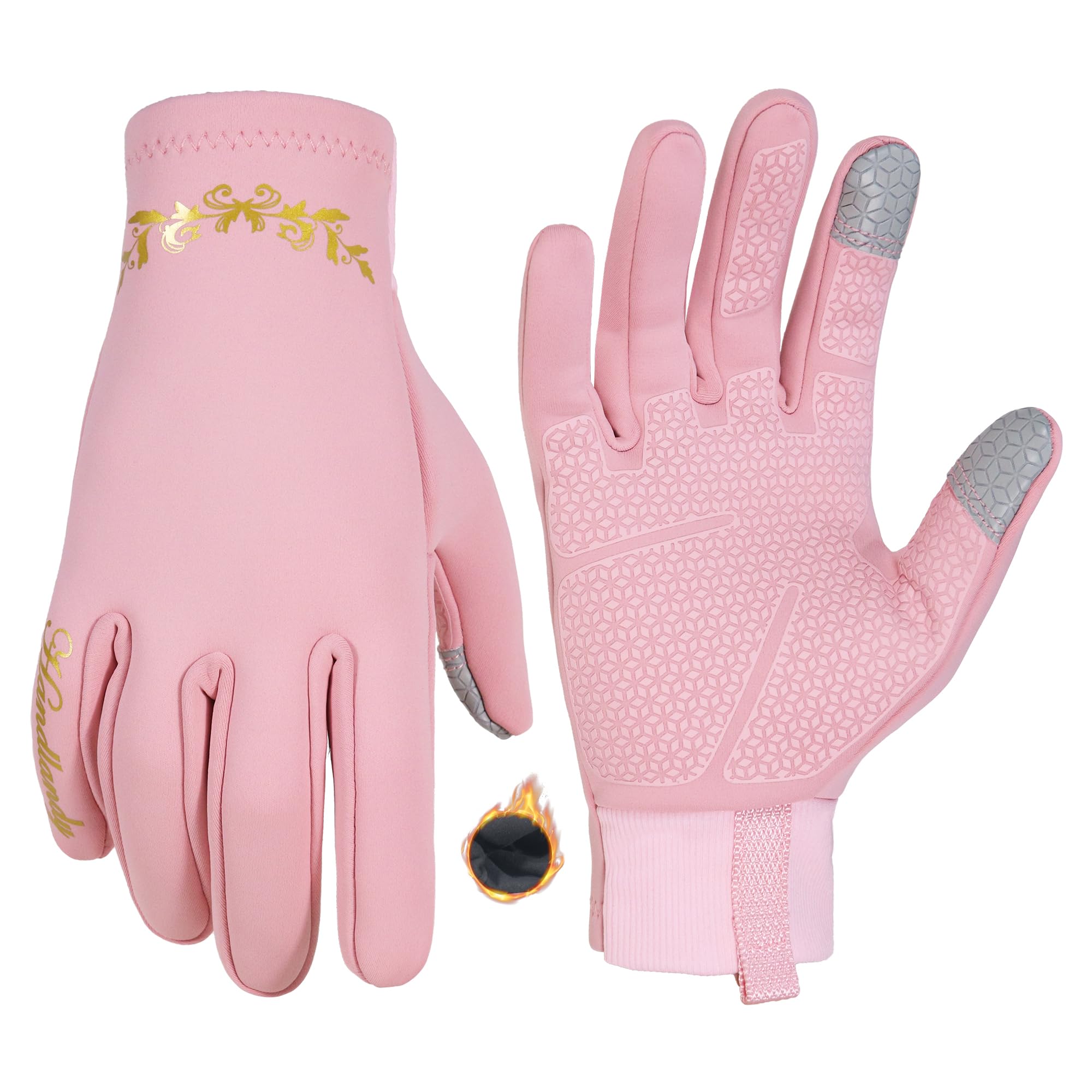 HANDLANDY Lightweight Running Gloves for Women &amp; Men, Touchscreen Gloves with Fleece Lining &amp; Anti-Slip Grip for Cycling, Biking, Commuting &amp; as a Ski Glove Liner