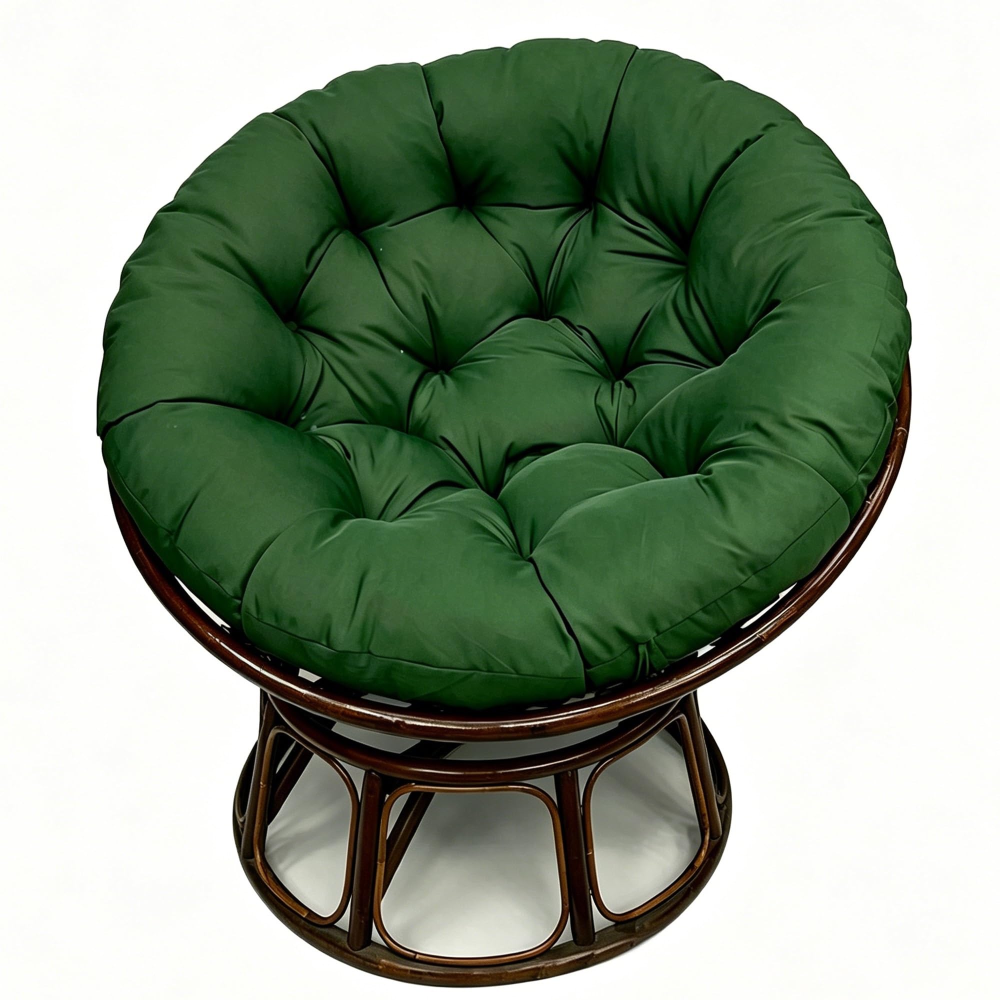 yanbinlife Cushion - Bucket & Moon Chair Comfy Round - Floor Pillow, Soft Circle Chair Cushion with Ties for Oval Saucer Egg Chairs (Frame Not Included)(Dark Green,47.2 x 47.2 in)