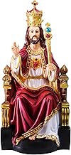 Newven Poly Marble Christ The King Statues Jesus Christian Gifts Home Decor God Idol Showpiece for Table Wall Figurine House Warming Wedding Anniversary, Multicolour, 14 X 15 X 31 CM