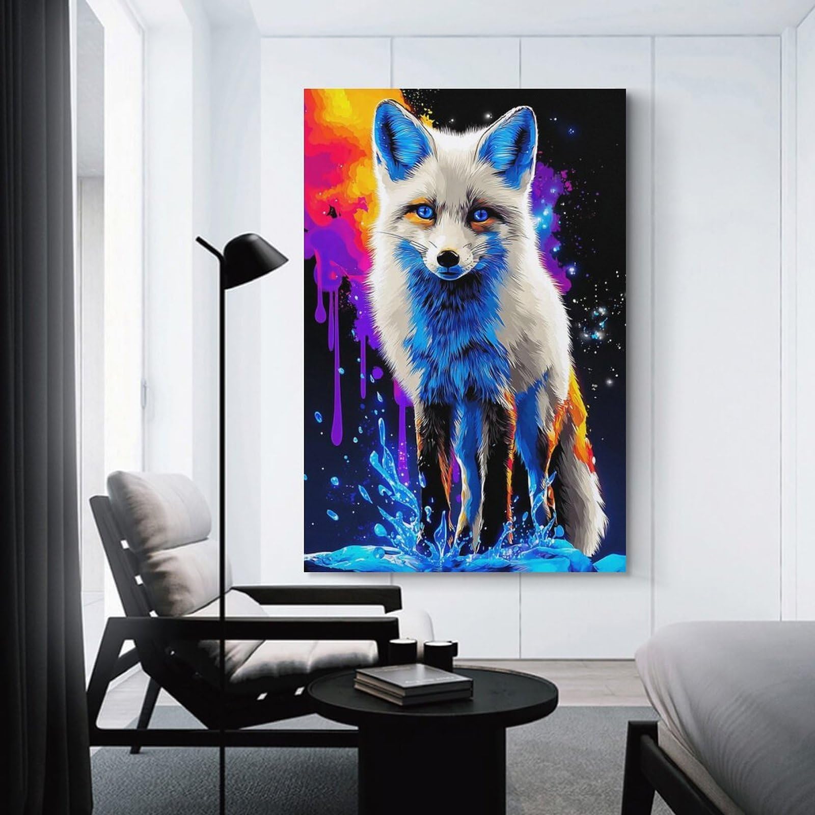 Junmoney Unframe-Colorful Fox In Abstract Art Wall Picture Print Colorful Fox In Abstract Art, 08X12inch(20X30cm), For Hallway, Bedroom Or Modern Interiors, Thoughtful Wall Decor For Art Lovers
