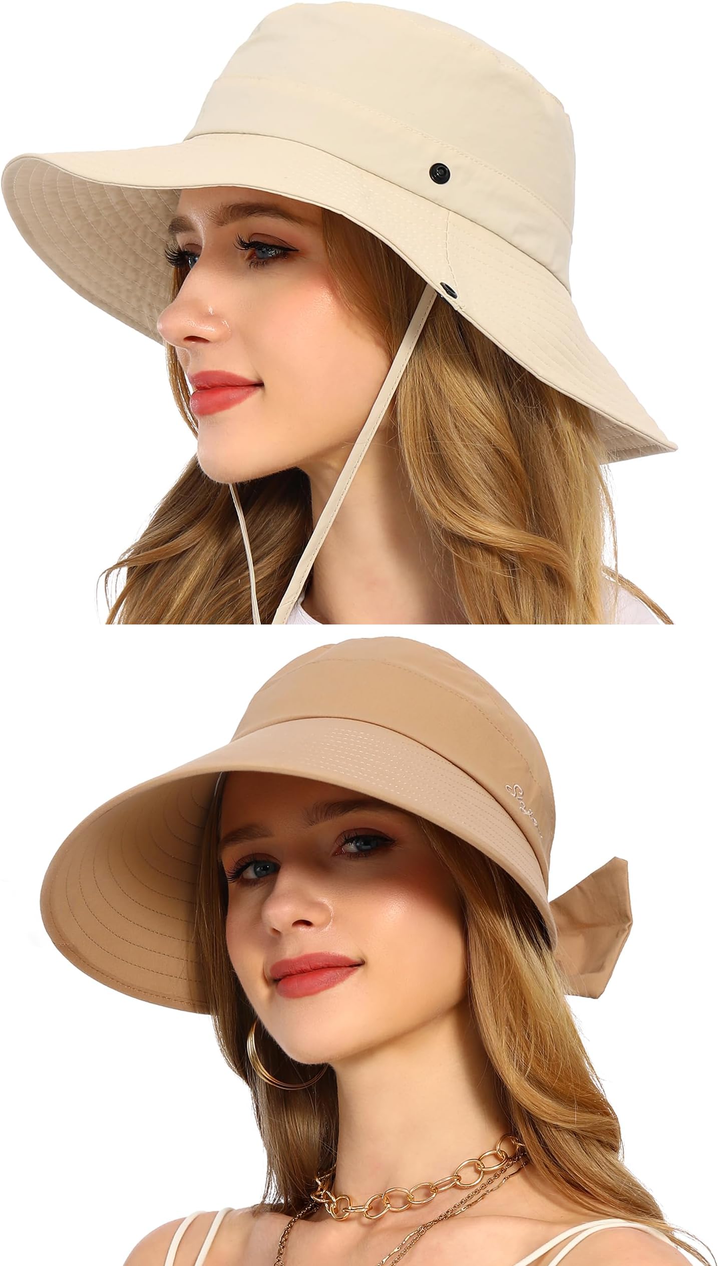 Wide Brim Waterproof Beach Bucket Hats for Women and Men and Womens Wide Brim Visor UV Protection Hat for Beach Summer