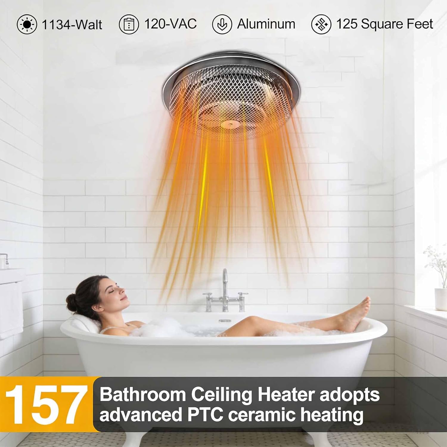 Bathroom Ceiling Heater,Compatible with Broan-NuTone 157 Low-Profile Fan Forced-Draft Ceiling Heater,1134W Rapid Heating with Overheat Protection,for Bathroom,Kitchen,Bedroom.3-Year Warranty