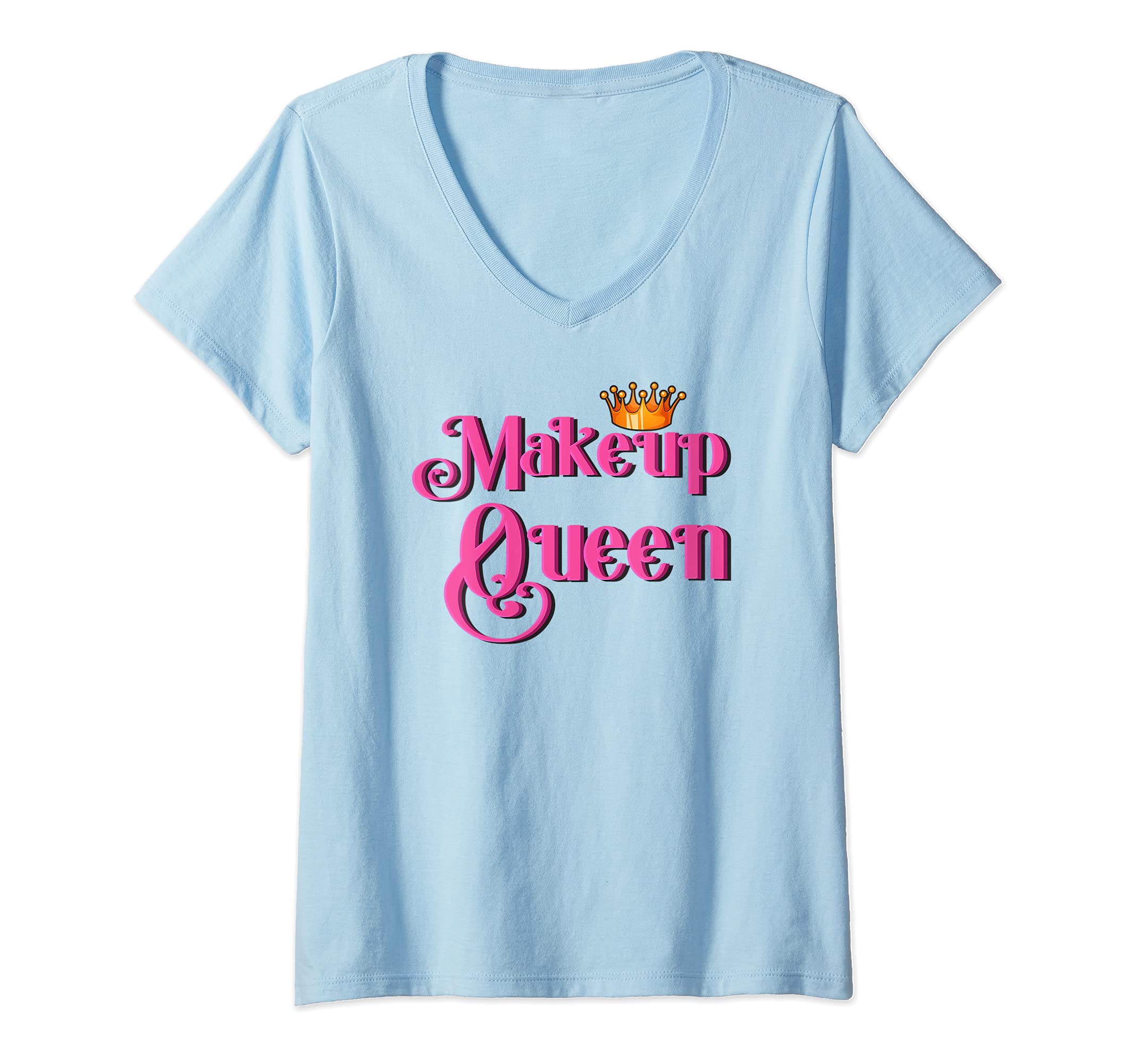 Womens Esthetician Makeup Queen Girl Cosmetology Makeup Artist V-Neck T-Shirt, Blue