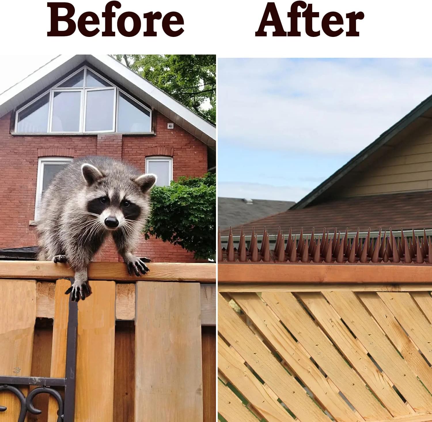 24-Pack Pigeons Bird Spikes for Outside with 30 Cable Ties, Birds Deterrent Spikes for Pigeons and Other Small Birds, Squirrel Spikes Keeping Raccoon Cats Away from Fence Roof Mailbox Brown