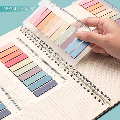 Miniatura 5 de 2000 pestañas adhesivas de anotación Morandi, pestañas adhesivas para notas adhesivas escribibles y translúcidas, pestañas recordatorias con regla