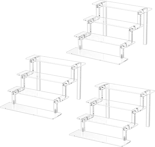 Vista 22 de WINKINE Organizador de soporte de perfume, estante de exhibición elevador acrílico, soporte transparente compatible con figuras Funko POP, elevador