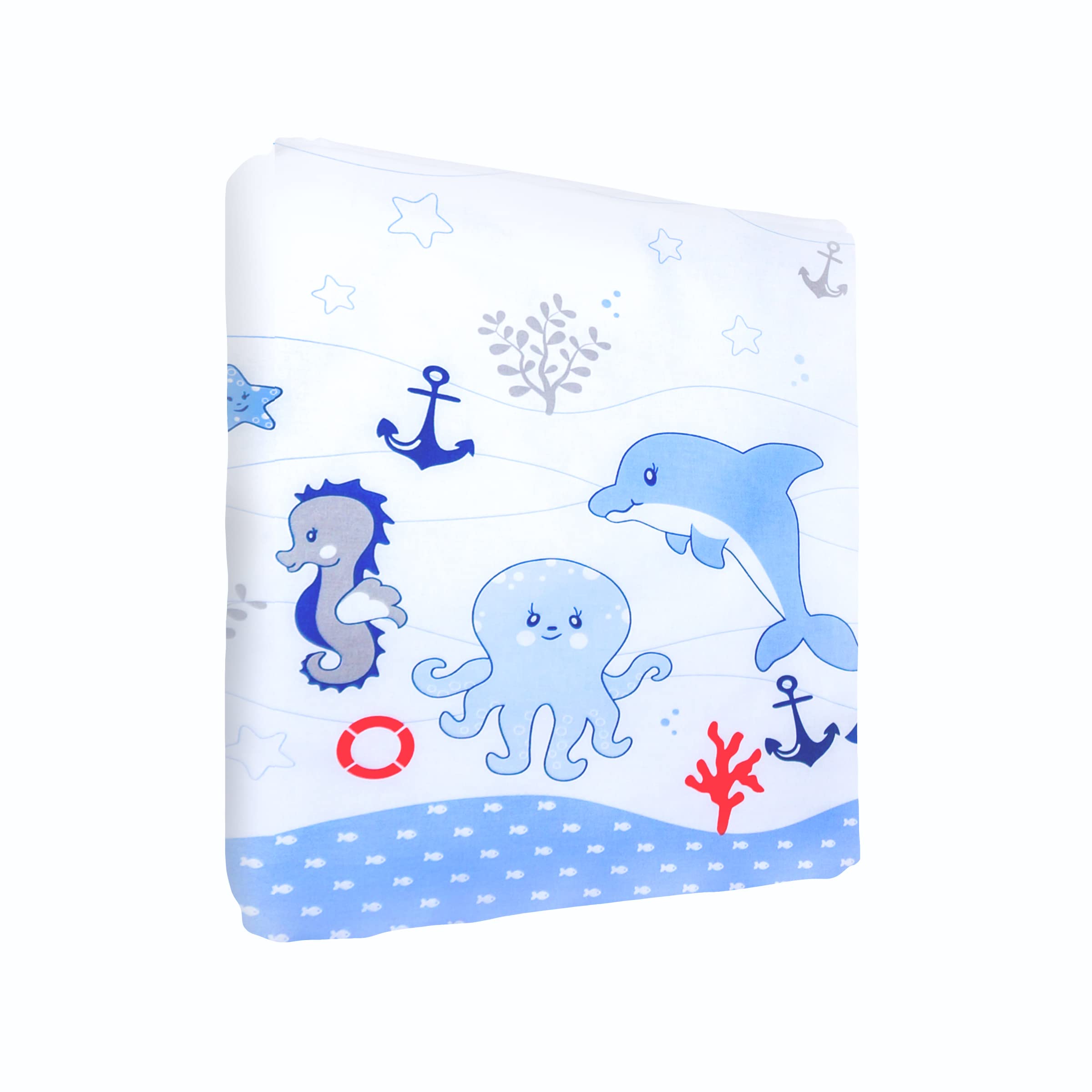 Baby Comfort Nursery 100% Cotton Fitted Sheet to fit 90x40 cm Crib Cradle (Ocean Blue)