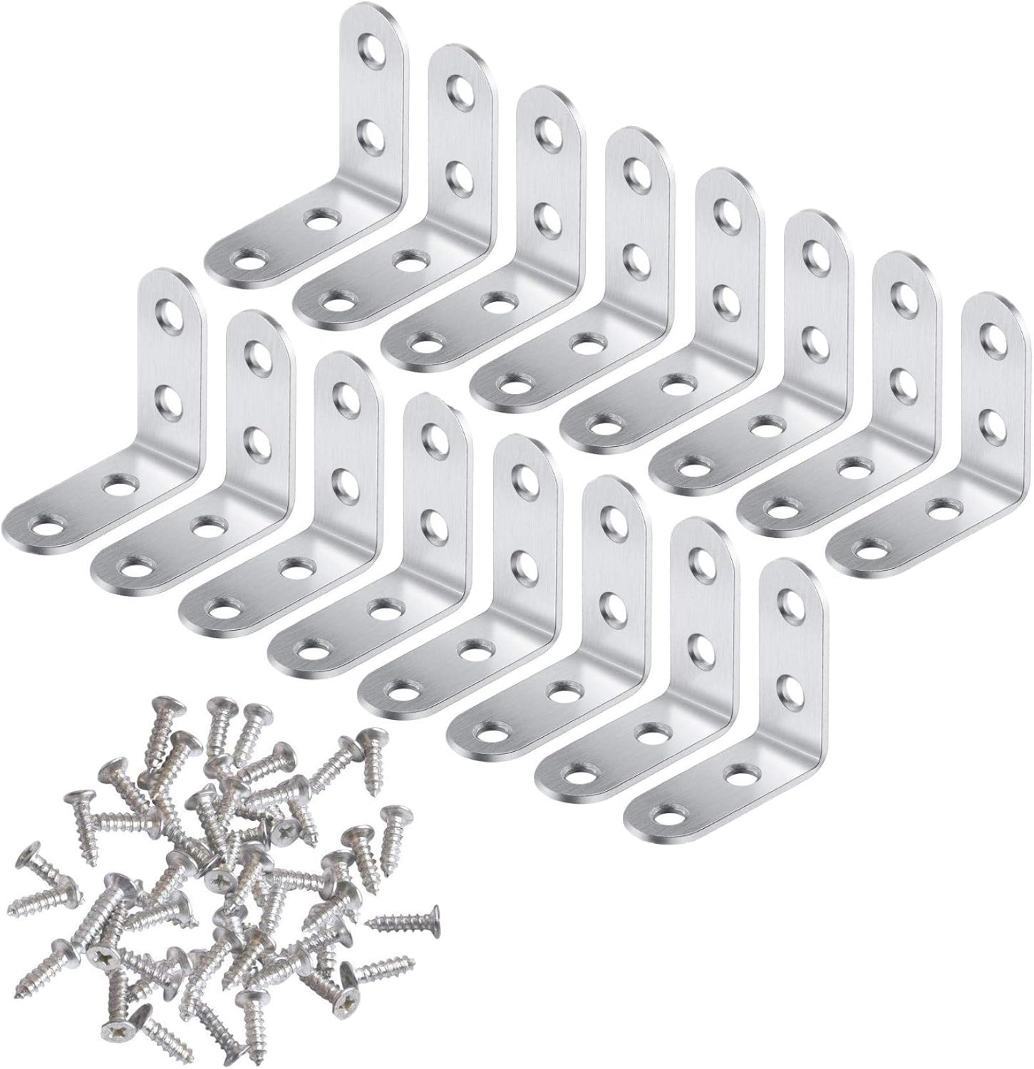 Corner Brace 40 x 40mm, 16 Pieces Angle Beacket, Stainless Steel Brace Corner, L Shaped Corner, Fastener Joints Fastener Beacket with 64 Pieces Screws