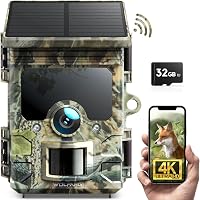 WOLFANG Napelemes Vadkamera 4K 68MP Mobilos Átvitellel - 120° Széles Látószögű WiFi/Bluetooth Vadmegfigyelő Kamera Éjjellátóval, IP66 Vízáll 1
