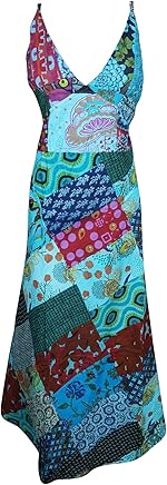 Women's Maxi Halter Dresses Boho Floral Patchwork Dress S/M Purple