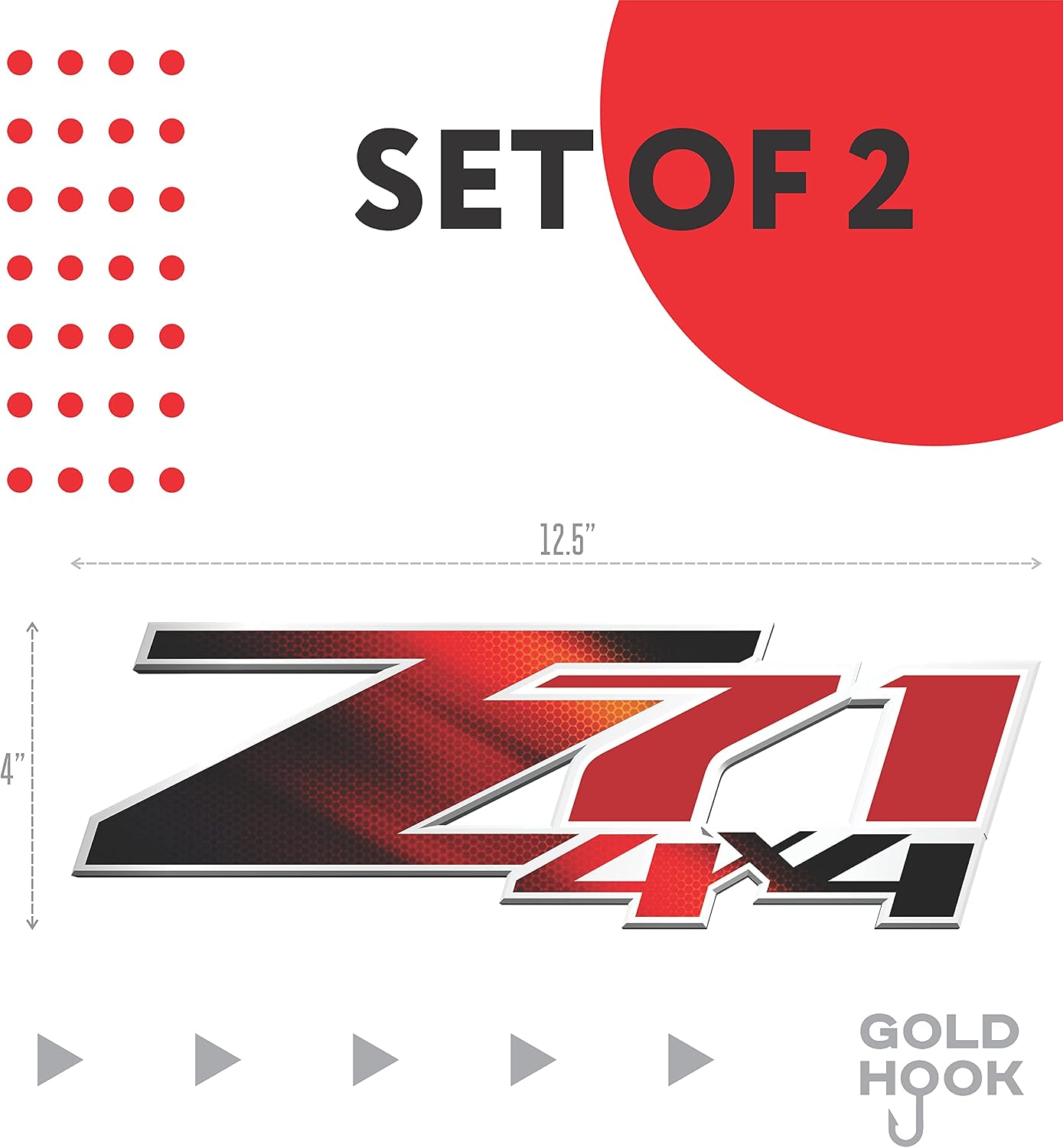 GOLD HOOK Z71 4x4 Decals Compatible with Chevy Silverado - F (2007-2013) Bed Side 1500 2500 HD, Set of 2, Premium Series (Metallic Finish)