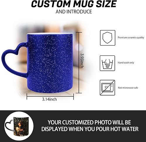Miniatura 2 de Taza mágica personalizada con mango de corazón, taza personalizada que cambia de color, taza de café personalizada con foto, taza de café