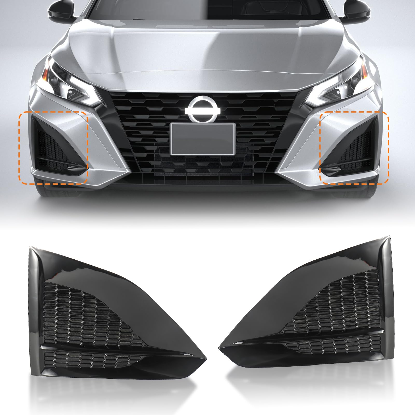 Fog Light Cover Front Driver & Passenger Side Compatible with Nissan Altima 2023 2024, Fog Lamp Bezel Grille Replaces 622569HF0B, 622579HF0B