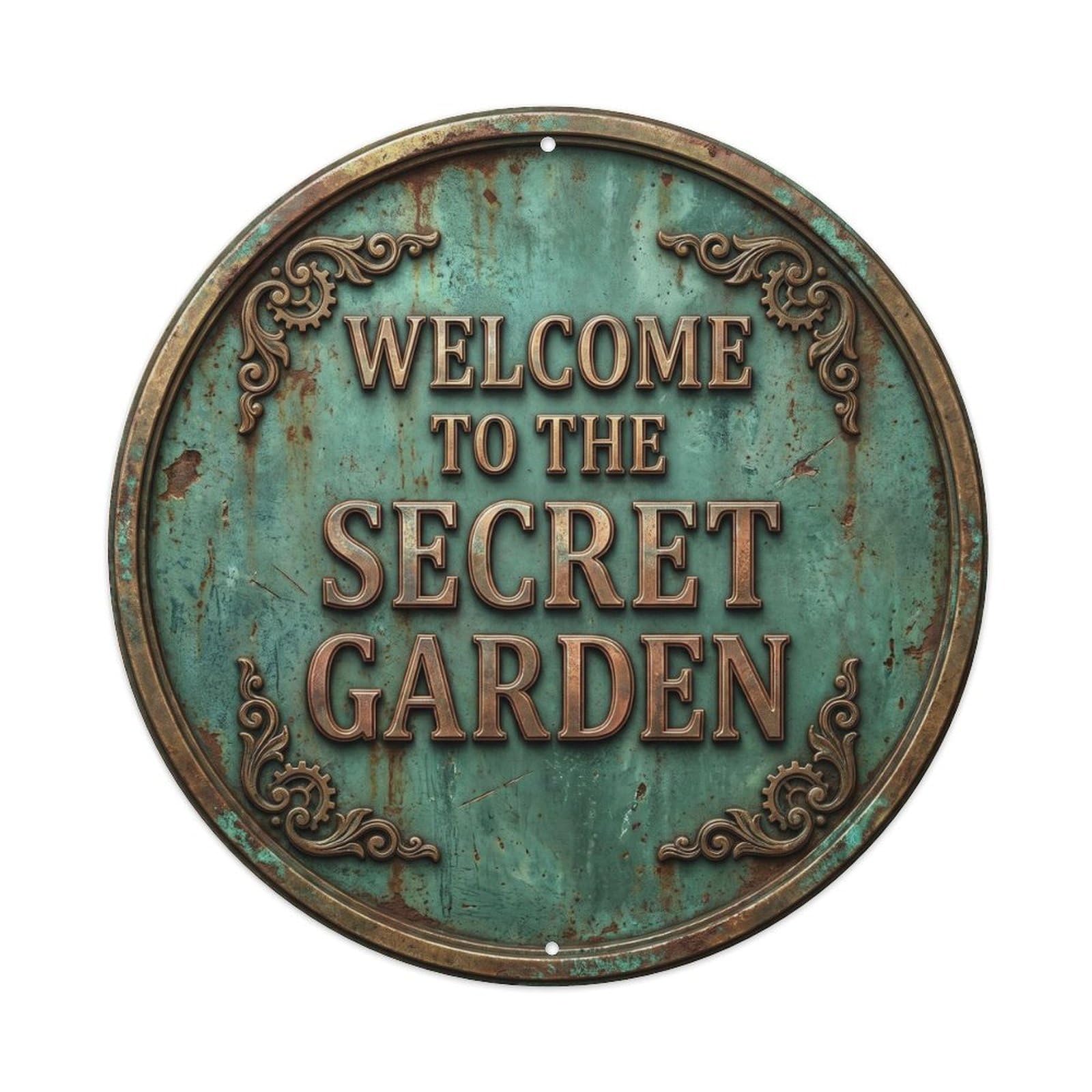 Vintage Welcome Secret Garden Geometric Timeless Metal Tin Sign