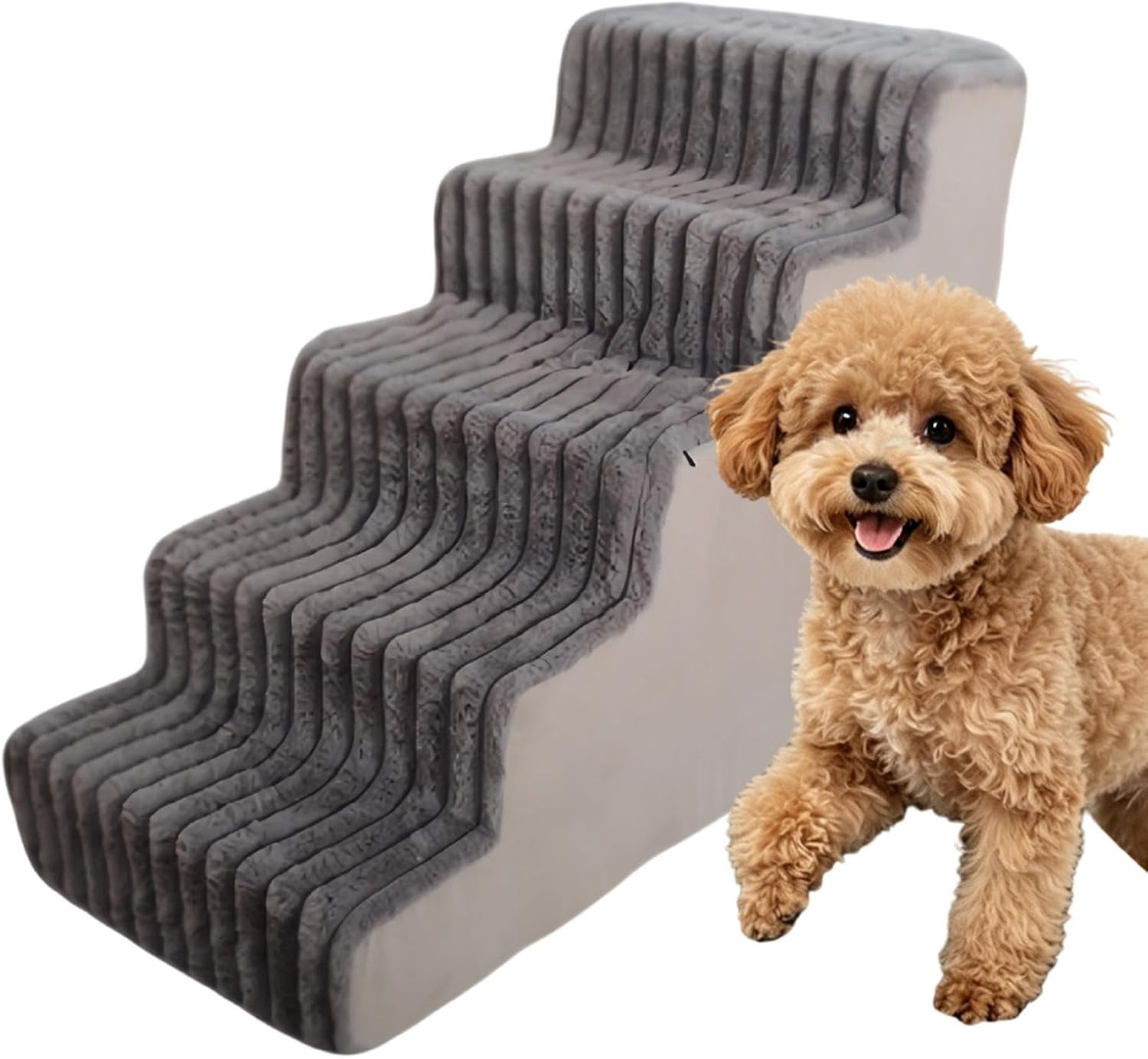 Dog Steps for Bed, with High Density Foam, Non Slip Pet Stairs | Portable Dog Steps, Supportive Climbing Ramp, Removable Cover, for Sofa Bed Couch