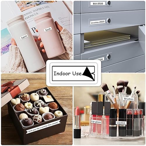 Miniatura 6 de Hehua 91330 10697 Recambio de cinta para etiquetadora, 10 unidades, compatible con recambios Dymo de 0.472 in x 13.1 ft 12 x 13 papel negro sobre