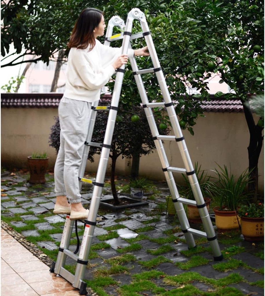 Telescoping Extension Ladder, Telescoping Ladders Multifunctioneel Telescoping Ladder,10 FT One Button Retraction Aluminum Telescopic Extension Extendable Ladder,330lbs Capacity La