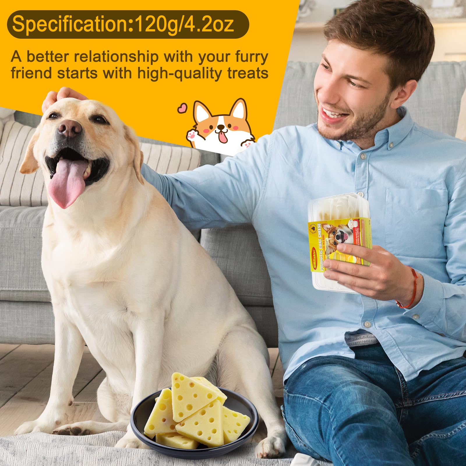 Hundesnacks Mit Ziegenkäse & Probiotika – 120 G (15 Stück) | Für Immunität, Fell & Verdauung