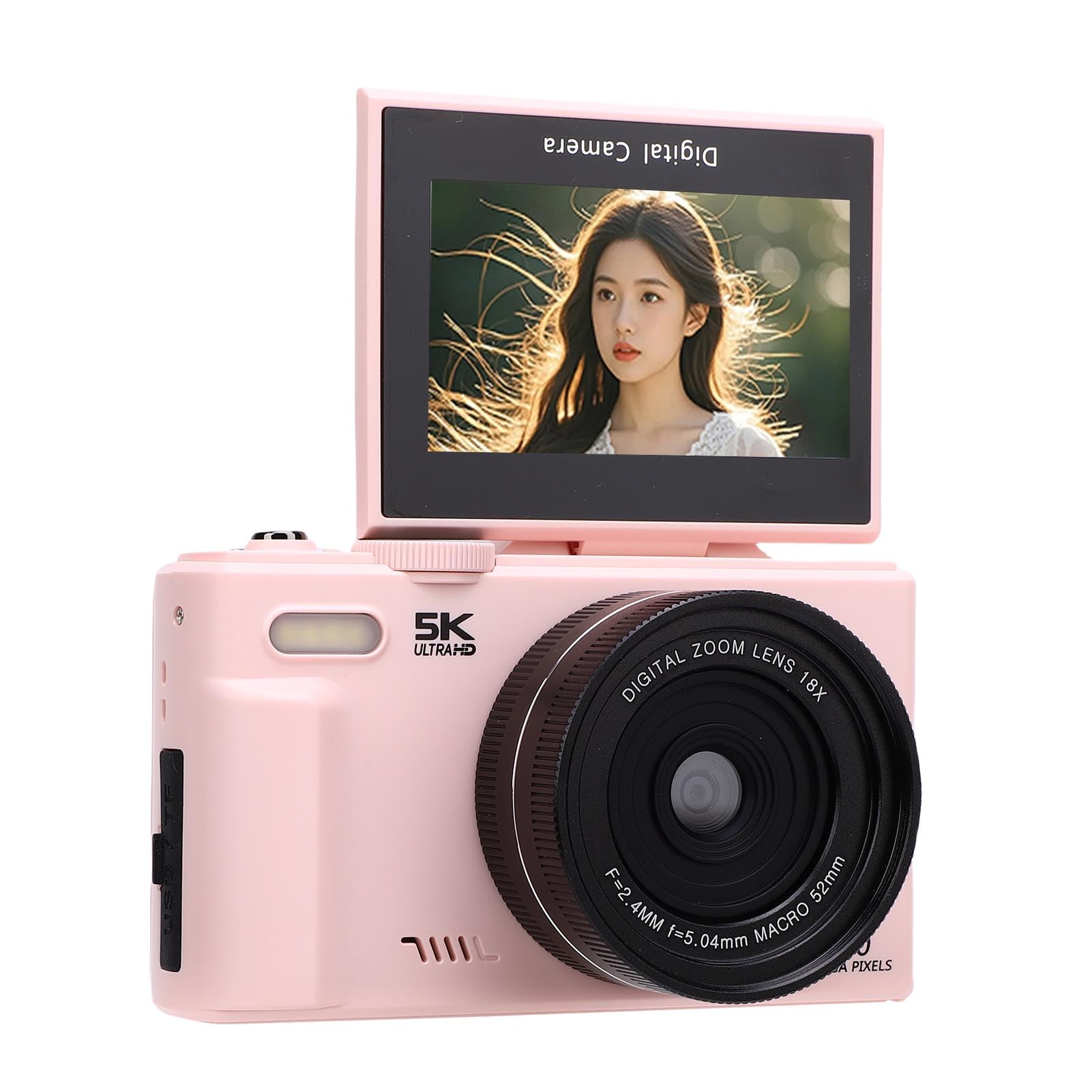 Bewinner Fotocamera Digitale 5K per Video Fotografici, Videocamere Wi-Fi da 75 MP per Vlogging su YouTube, Videocamere con Messa a Fuoco Automatica UHD, Schermo Orientabile a 180° da 3