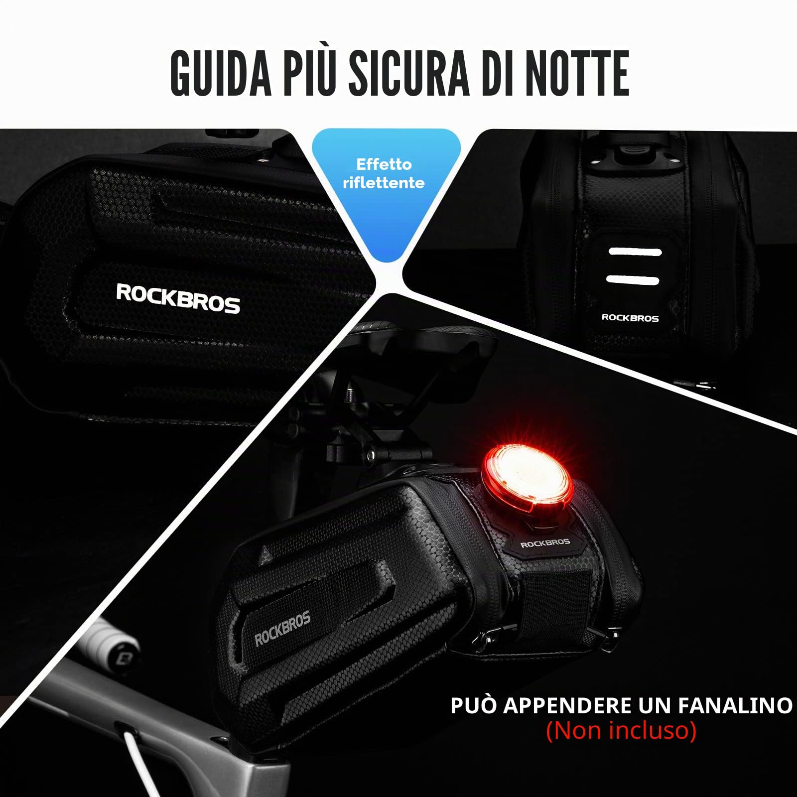 ROCKBROS Borsa da Sella Bici Rigida, Borsa Sottosella per MTB Estetica, Marsupio sotto Sella Bicicletta, Grande Capacità 1,7L, Accessori Ciclismo