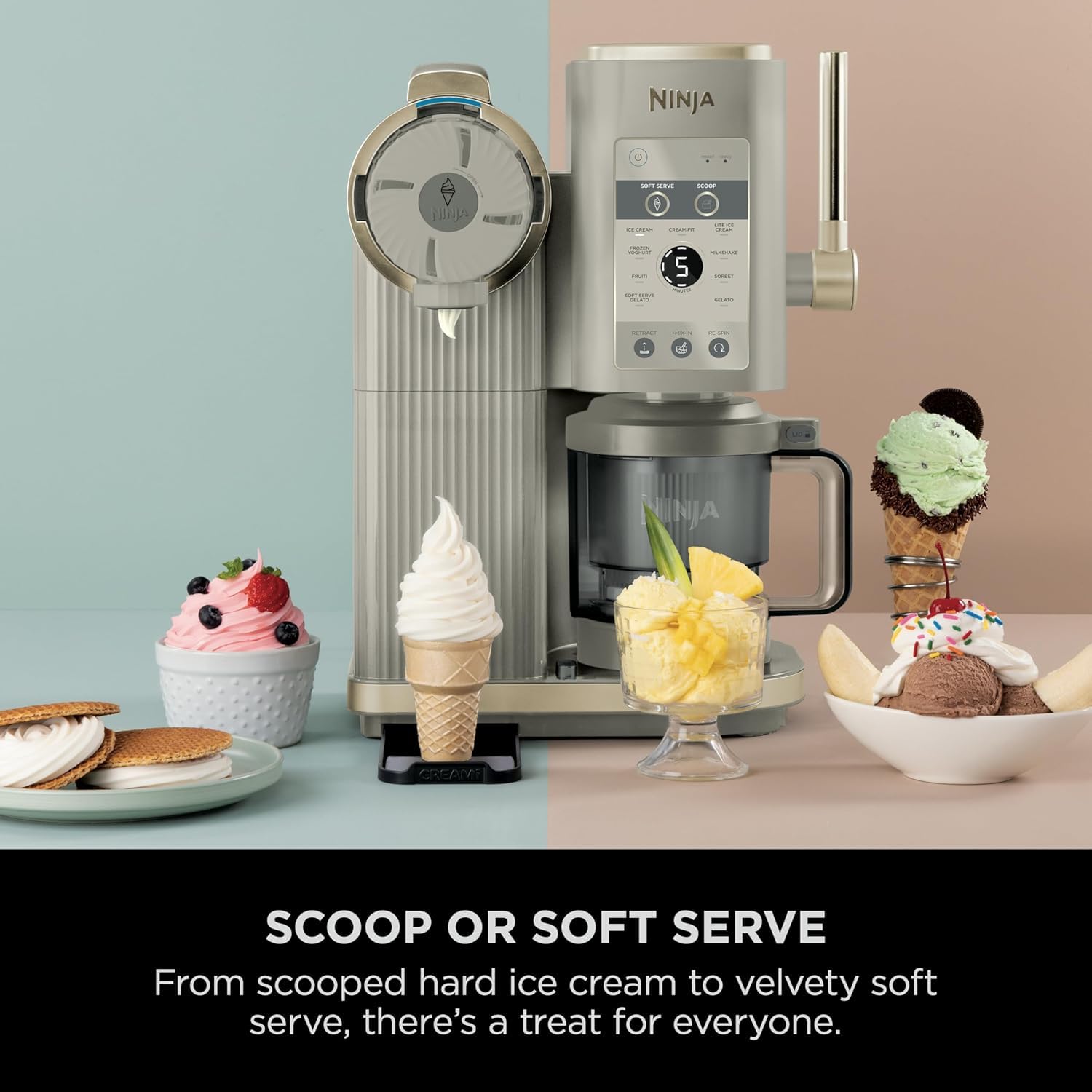 Ninja CREAMi Scoop and Swirl Ice Cream Machine with 2x Tubs, 13