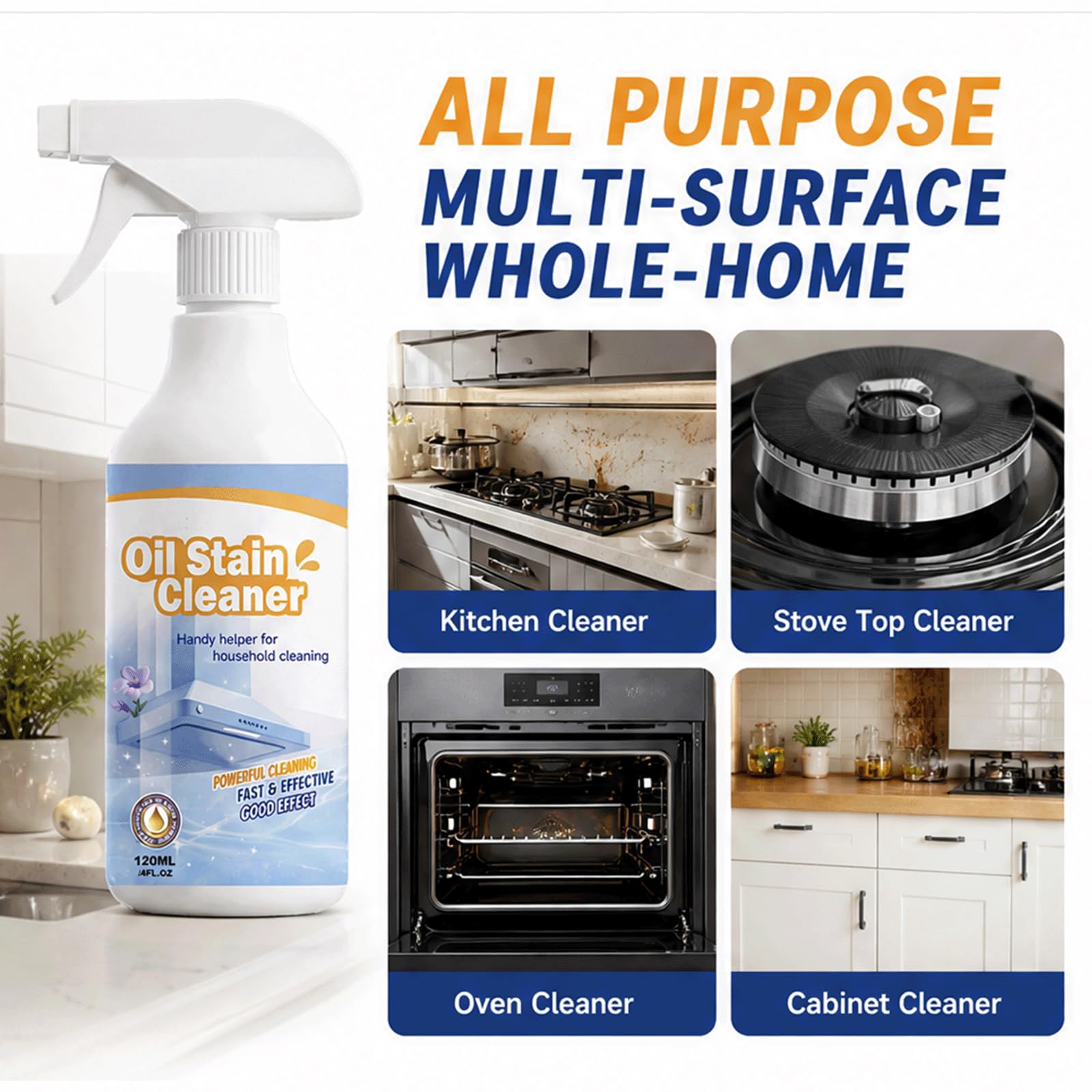 Heavy Duty Kitchen Degreaser Spray, Allzweck-Schaumreiniger, Backofen Herd oben Gas Grill BBQ Reiniger, Fett Öl Fleck Entferner, Multi Surface Cabinet Floor Cleaner, (5 stücke)