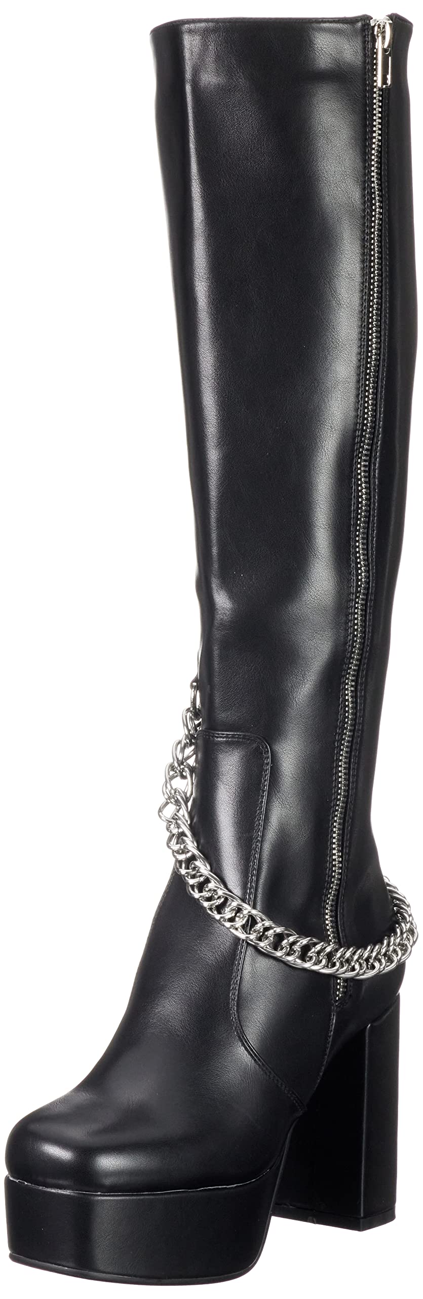 LAMODA Women's Hostage Knee high Boot, Black PU, 7.5 UK