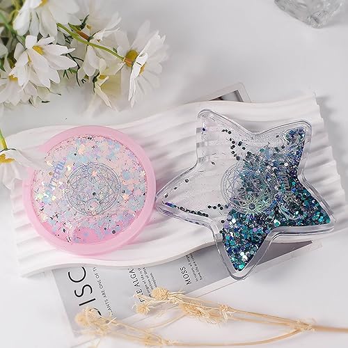 Miniatura 8 de Molde de resina de silicona con forma de corazón de estrella redonda, coctelera de epoxi, marco de arena movediza, molde de fundición de resina,