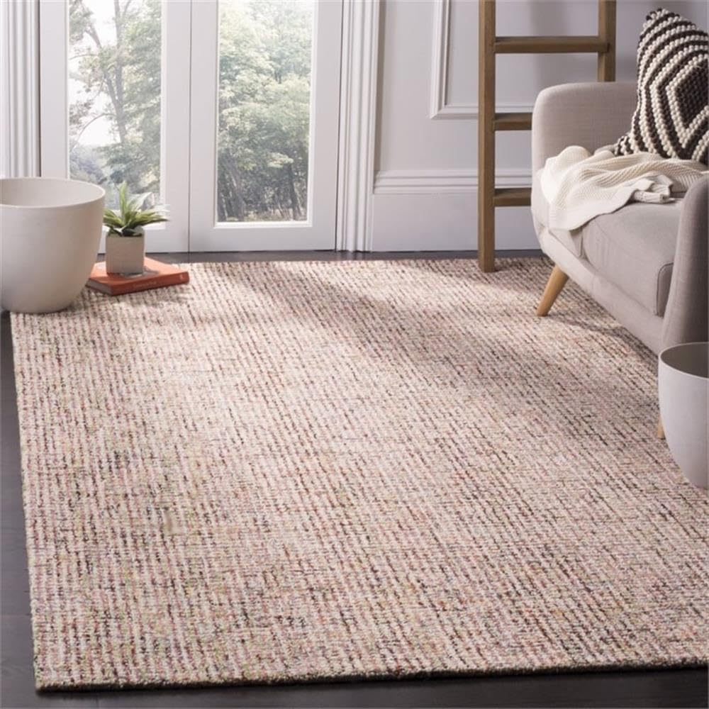 Ivory and Grey Abstract Handmade Wool 9' x 12' Area Rug