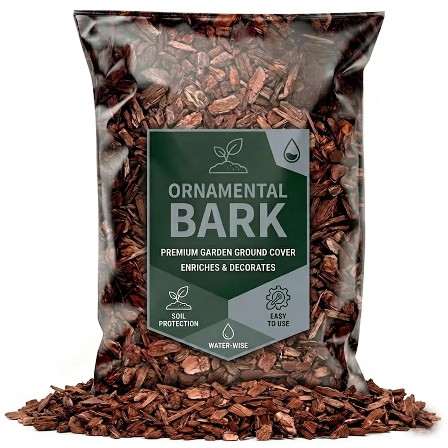 60L Ornamental Bark Decorative & Landscape Wood Chip Garden Bark Spruce Wood Chippings For Top Dressing & Landscaping (1 Bag (60 Litre))