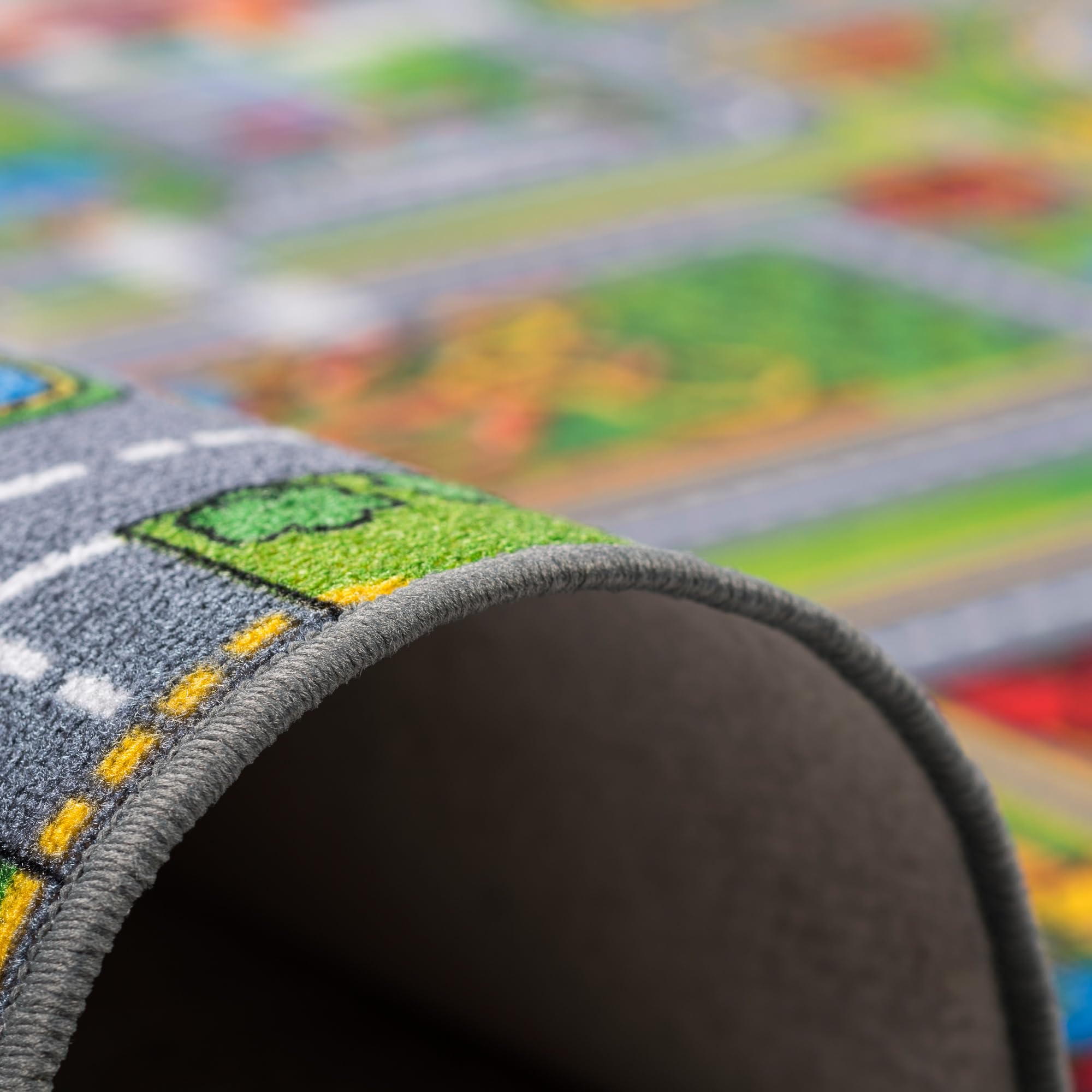 Snapstyle Tappeto bambini strada Adventure Land Multicolore – tappeto gioco città per cameretta, facile da pulire