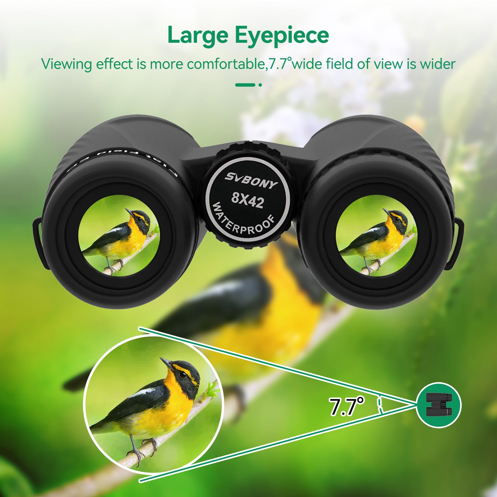 Svbony SA205 Binocolo per Adaults, 8x42 ED Correzione del campo piatto Bak4 FMC Professionali ad alta Potenza di Ingrandimento, IP67 Impermeabile per Viaggi Osservare gli Uccelli Della Fauna Selvatica