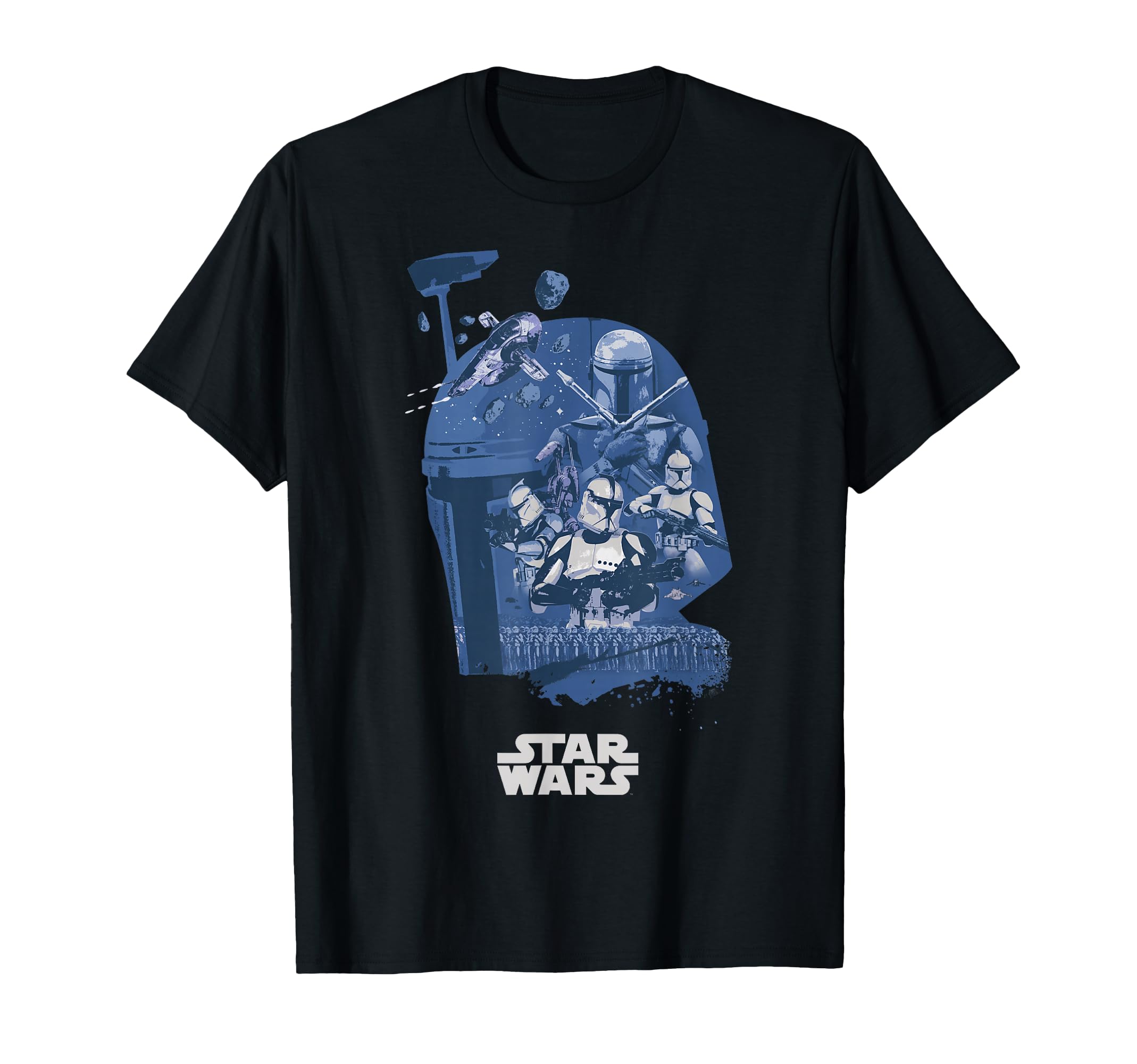 Star Wars Boba Fett Character Helmet Fill T-Shirt, Men's Big and Tall, Black, 4X Tall